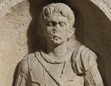 Image shows a roman tombstone of centurion Marcus Favonius Facilis